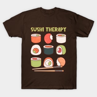 Kawaii Sushi Therapy | Cute Grid of Sushi Rolls T-Shirt